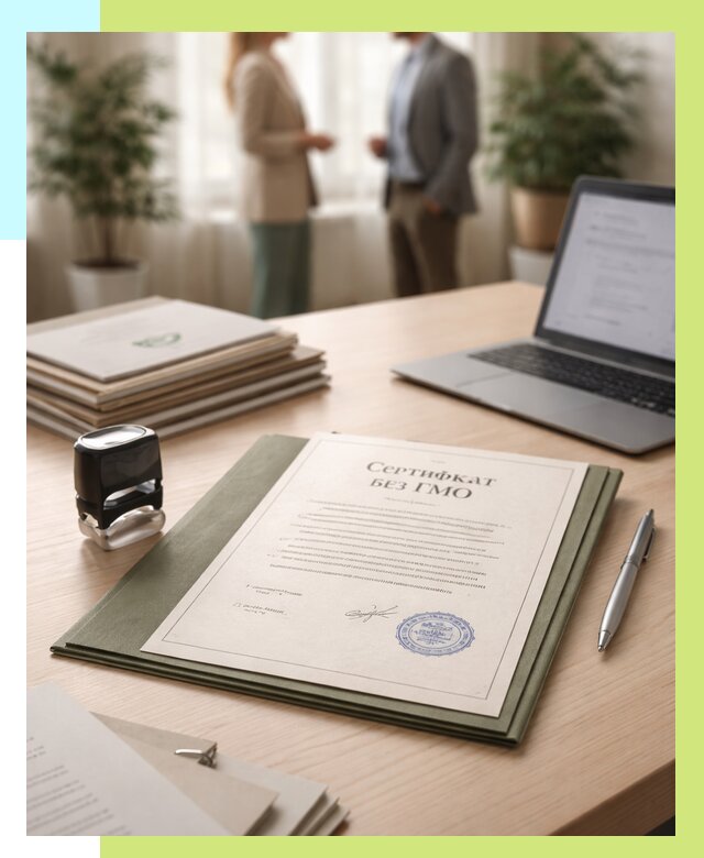 Сертификат без ГМО в Черняховске от 7860 р. оформить срочно Алешин-Чрх